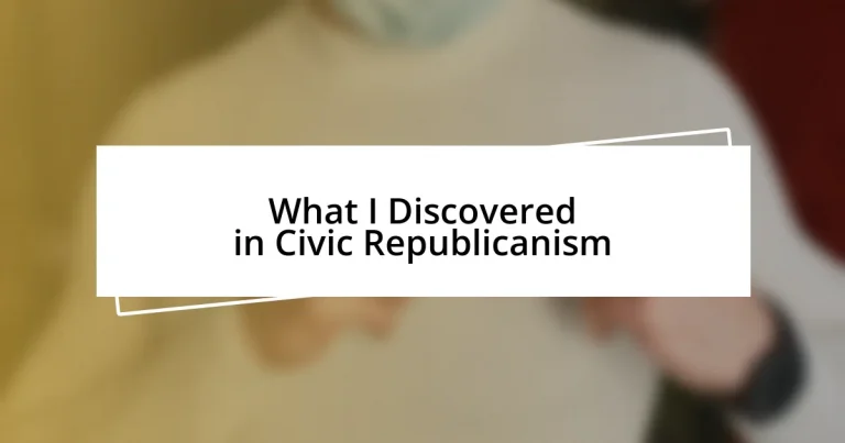 What I Discovered in Civic Republicanism