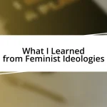 What I Learned from Feminist Ideologies