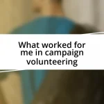 What worked for me in campaign volunteering