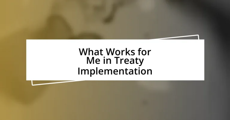 What Works for Me in Treaty Implementation