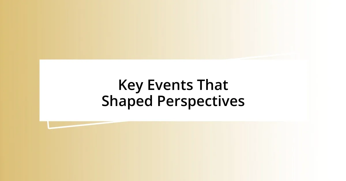 Key Events That Shaped Perspectives