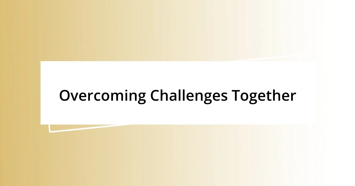 Overcoming Challenges Together