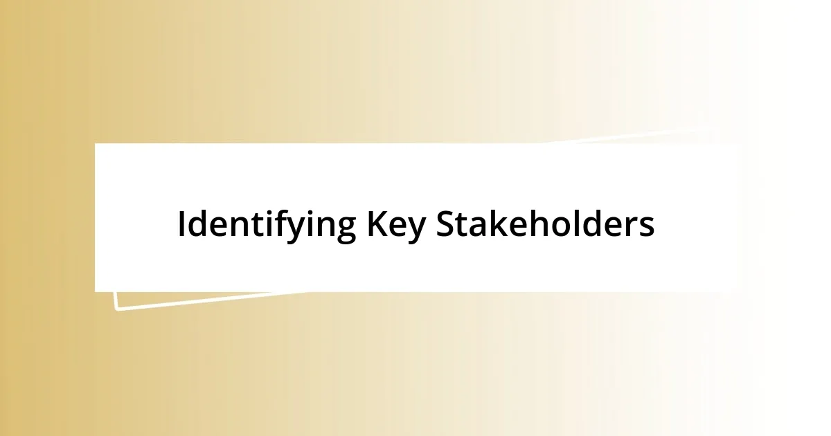 Identifying Key Stakeholders