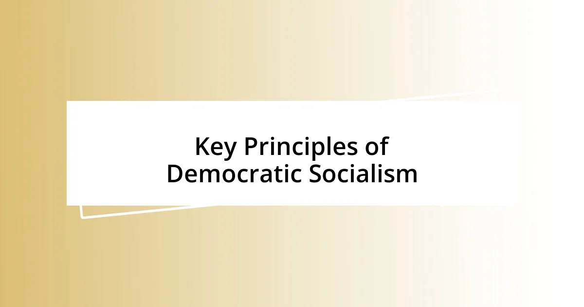 Key Principles of Democratic Socialism