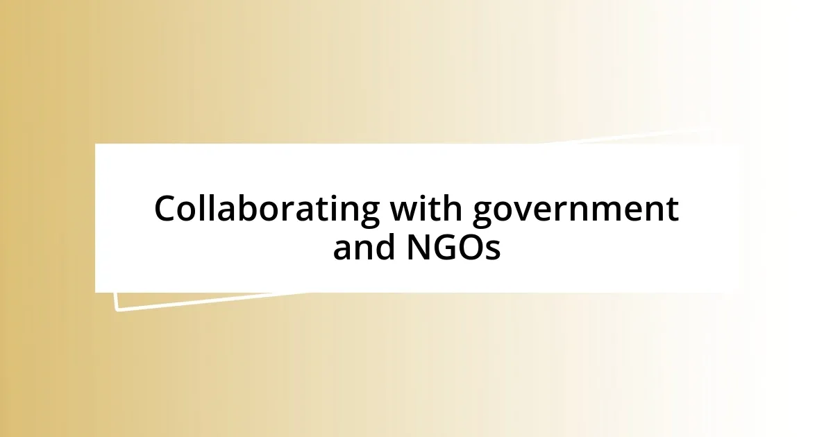 Collaborating with government and NGOs