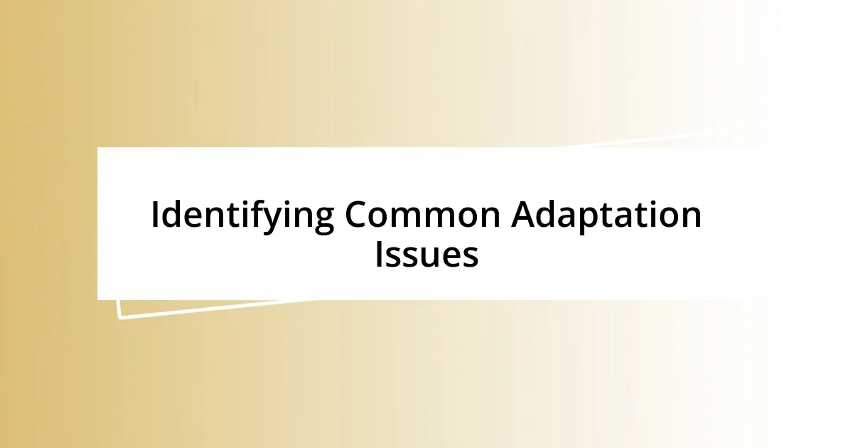 Identifying Common Adaptation Issues