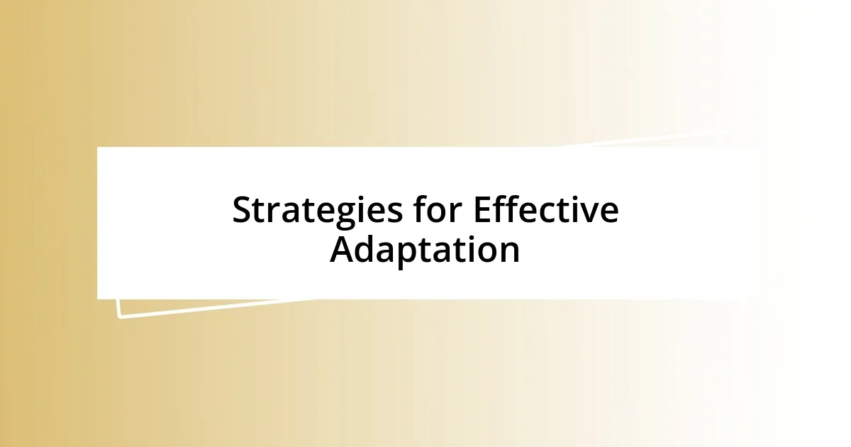 Strategies for Effective Adaptation