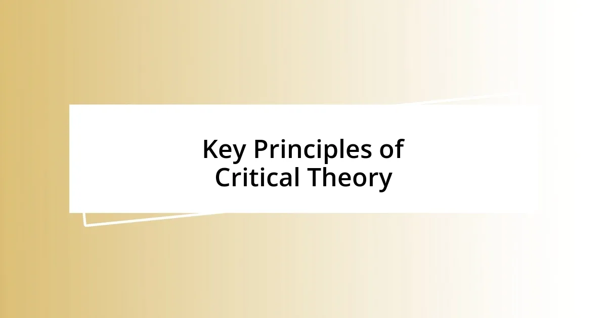 Key Principles of Critical Theory