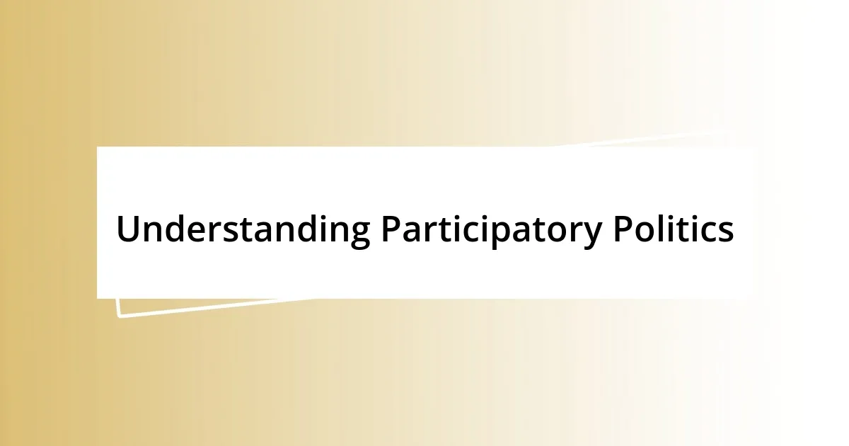 Understanding Participatory Politics