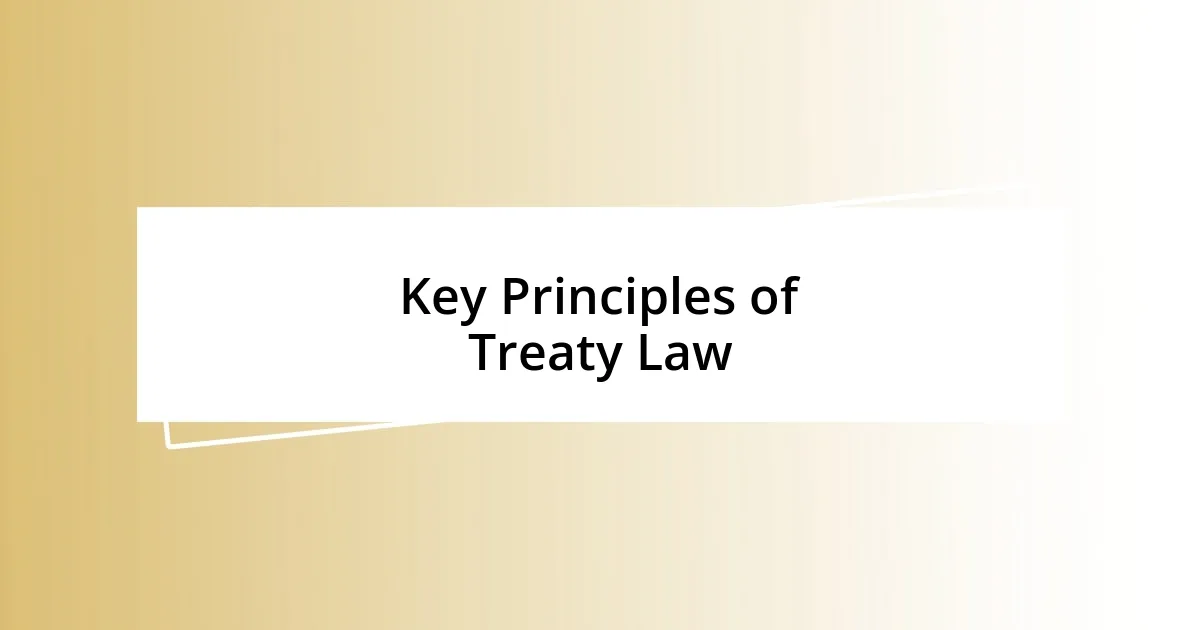 Key Principles of Treaty Law