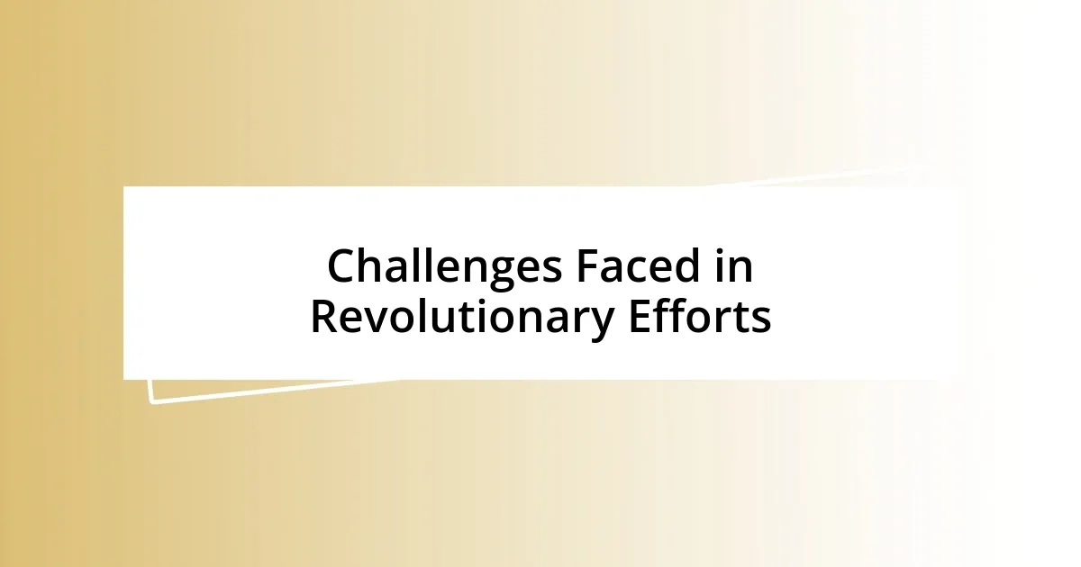 Challenges Faced in Revolutionary Efforts