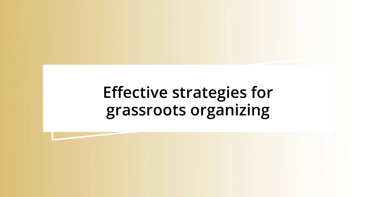 Effective strategies for grassroots organizing