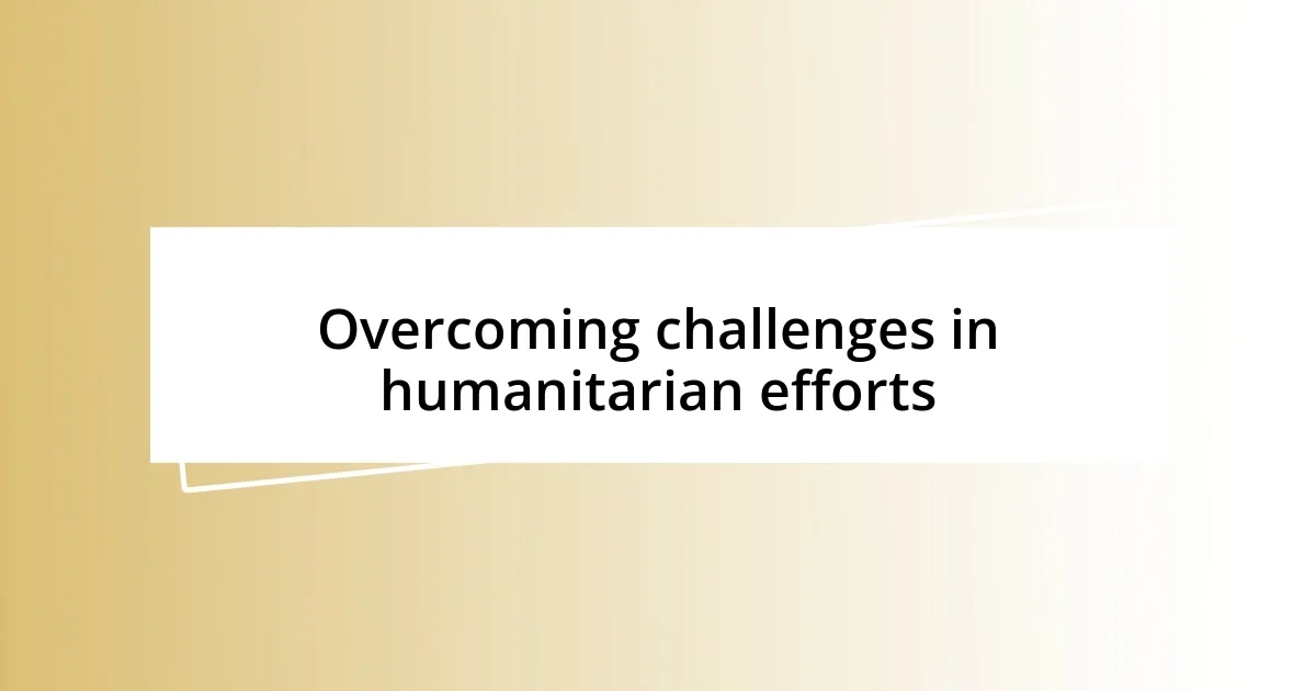 Overcoming challenges in humanitarian efforts