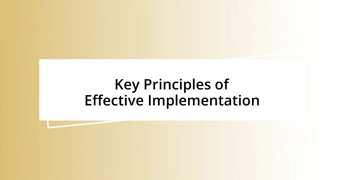 Key Principles of Effective Implementation